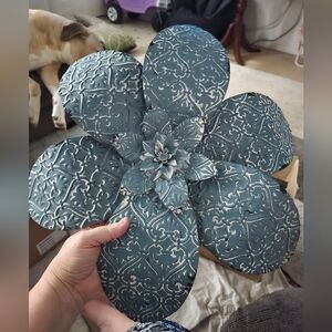 Metal Flower Wall Decoration, Excellent Condition